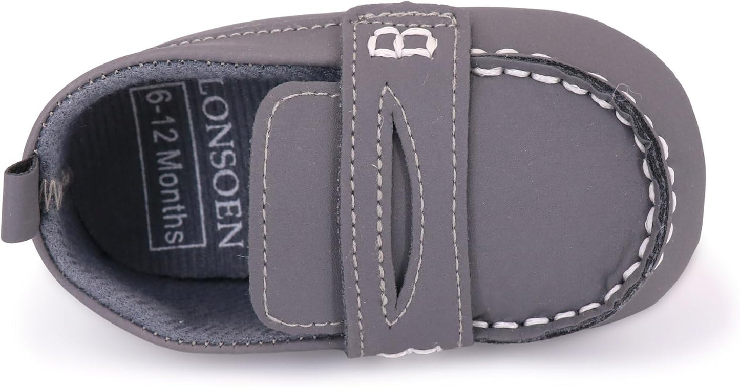 LONSOEN Baby Girls Boys Loafers Prewalker Dress Crib Shoes