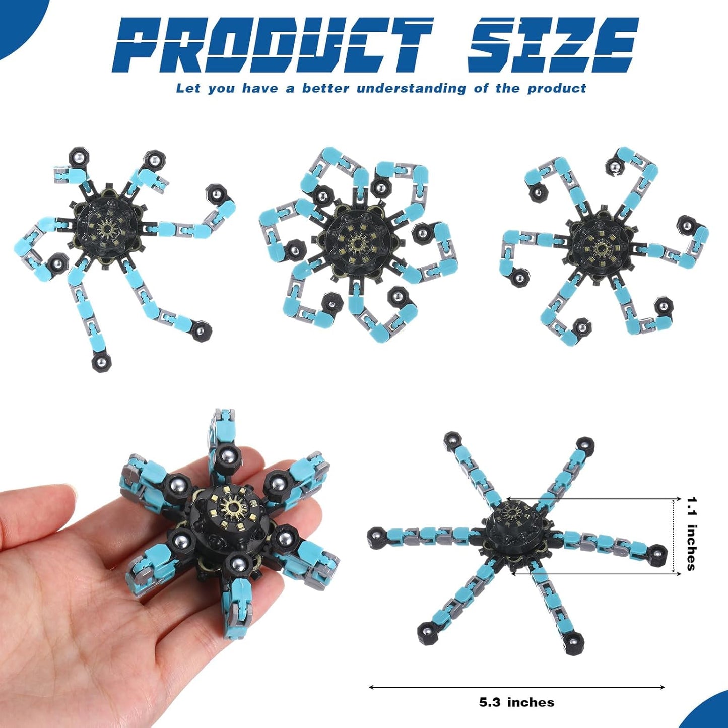 48 Pcs Transformable Fidget Spinners Bulk Robot Sensory Fidget Toys Stress Relief Spinner DIY Deformation Mechanical Gyro Toys Easter Party Favors for ADHD Autism Kids Adults