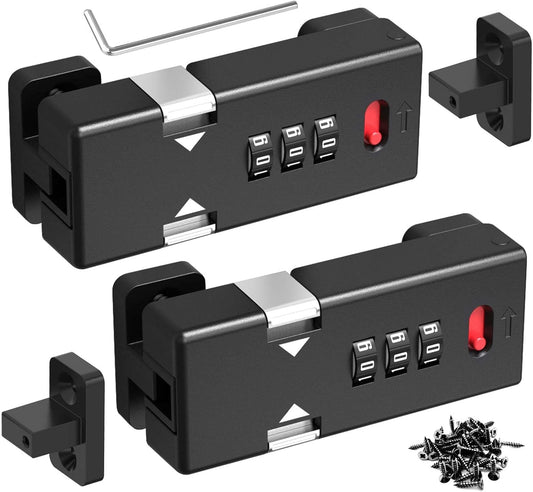 Keyless Cabinet Lock,Cabinet Password Locks with Luminous,3-Digit Combination Door Lock for Drawers, Barn Door, Bathroom, Outdoor, Closet, Fence,Protect Privacy(2PCS,Black)