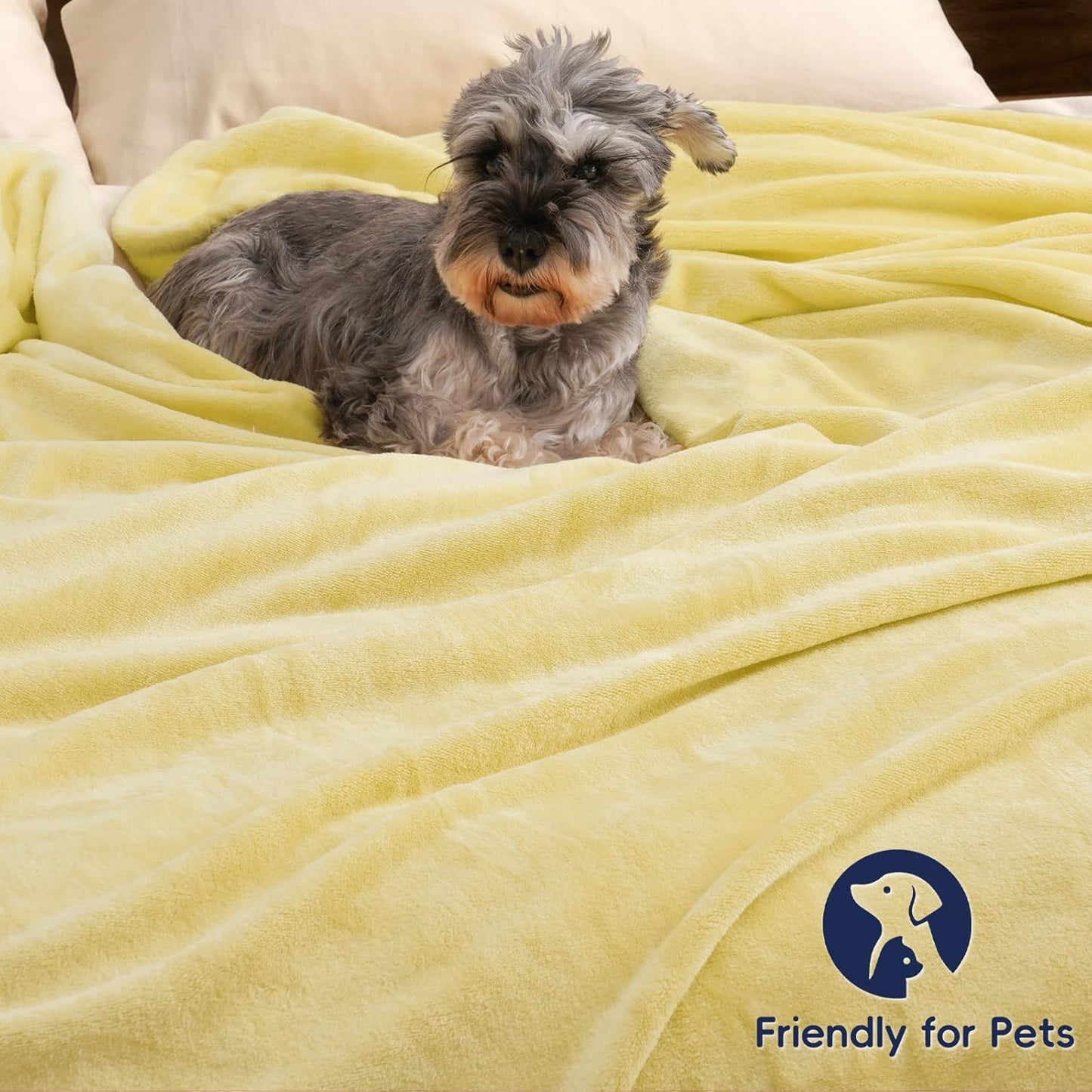 PHF Ultra Soft Fleece Blanket Twin Size, No Shed No Pilling Luxury Plush Cozy 300GSM Lightweight Blanket for Bed, Couch, Chair, Sofa Suitable for All Season, 66" x 90", Yellow