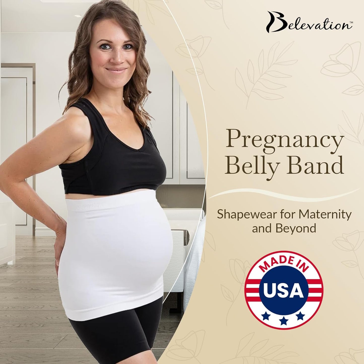 Maternity Belly Band - 4-Way Stretch Post Partum Belly Band For Lumbar & Back Support - Pregnancy Gifts for Moms
