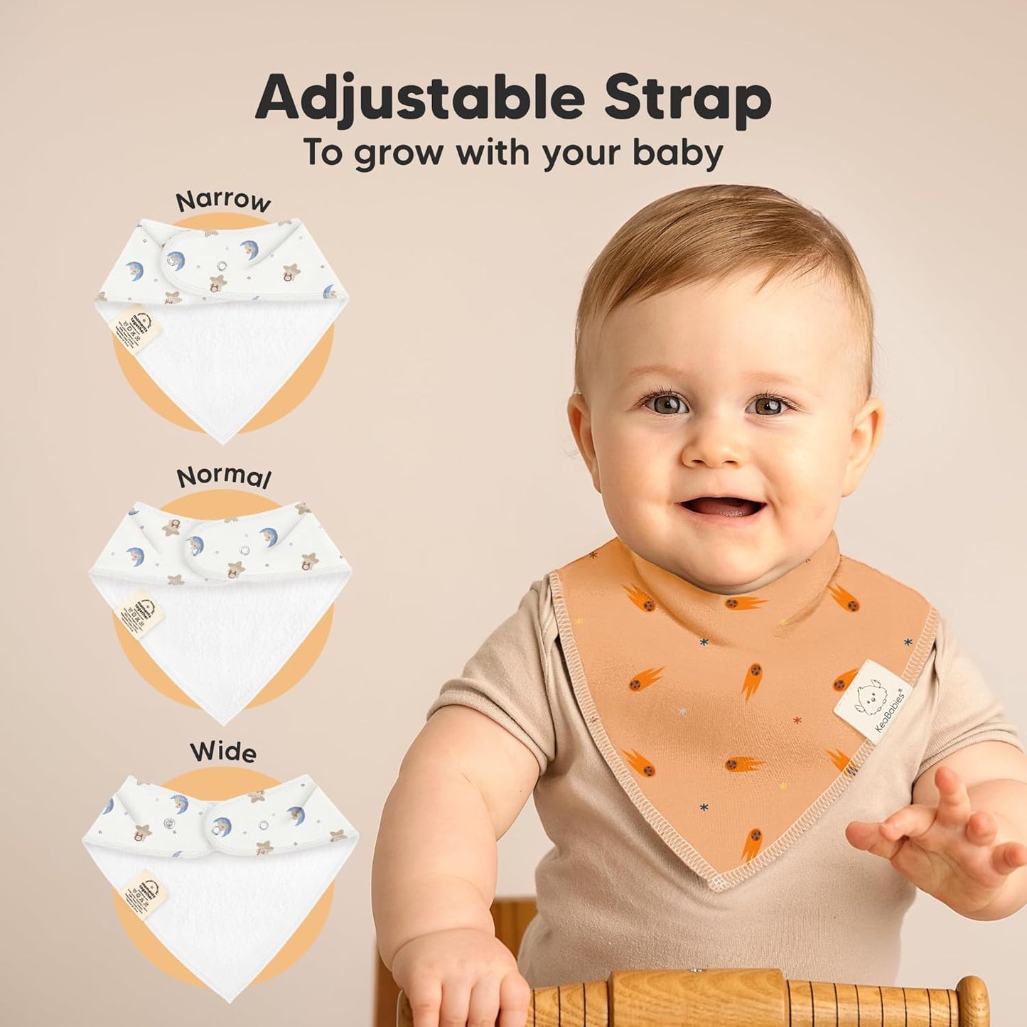 8-Pack Organic Baby Bandana Bibs for Boys, Girls - Super Absorbent Triangle Baby Bibs for Drooling and Teething Infant, 100% Cotton Extra Soft for Newborn, Infant 0-36 Months (Cosmo)
