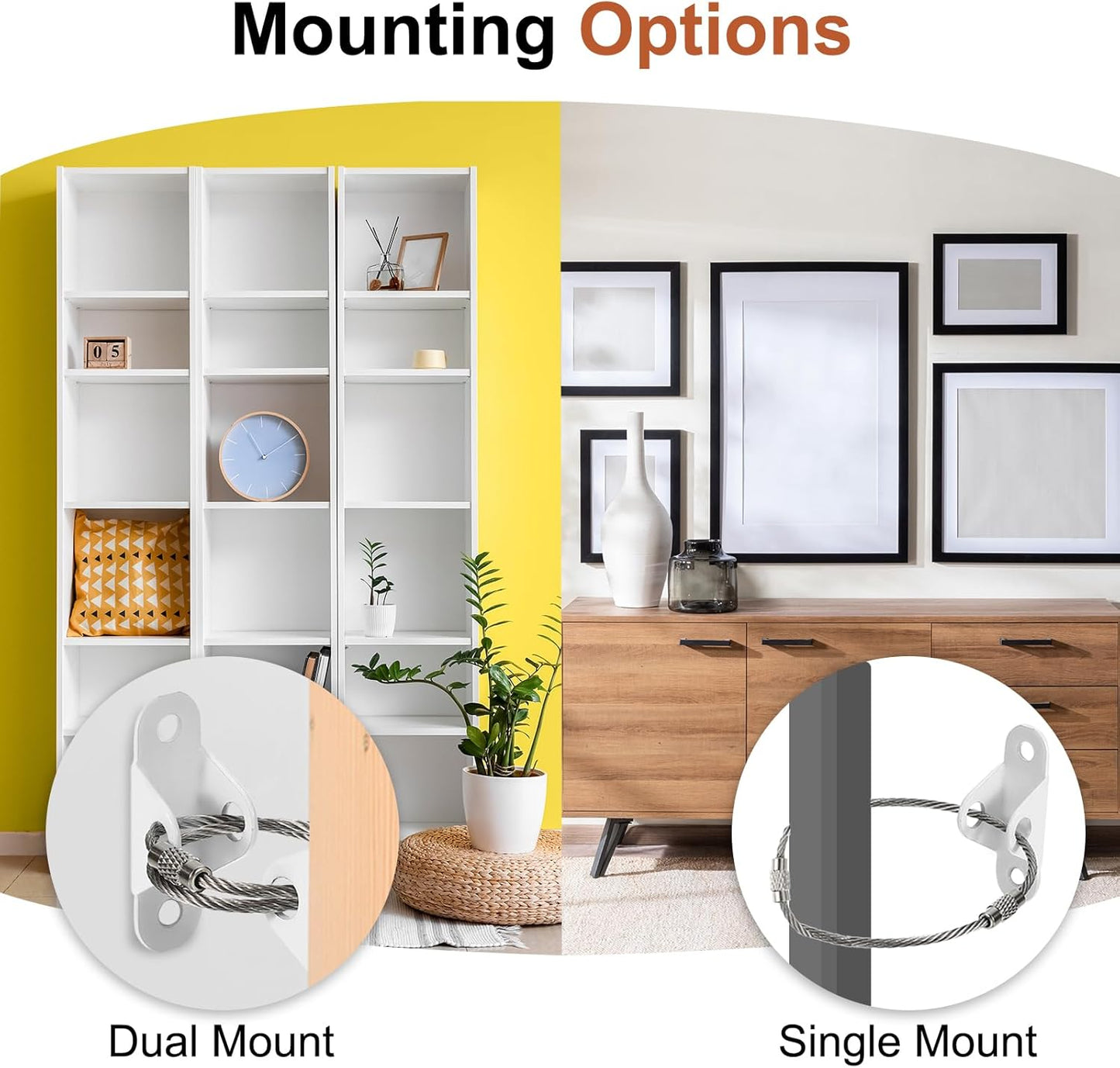 MECCANIXITY Furniture Anchors, 8 Inch Anti Tip Furniture Anchors Stainless Steel Furniture Securing Wall Anchors for Earthquake Straps Home Safety, Black 10 Sets