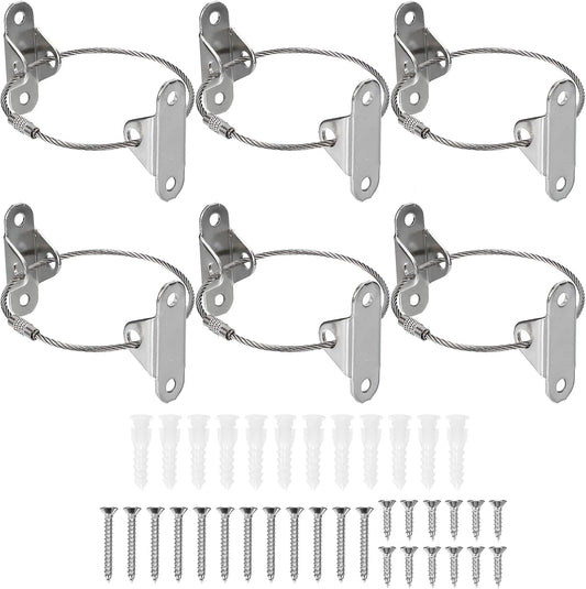 MECCANIXITY Furniture Anchors, 8 Inch Anti Tip Furniture Anchors Stainless Steel Furniture Securing Wall Anchors for Earthquake Straps Home Safety, Silver 6 Sets