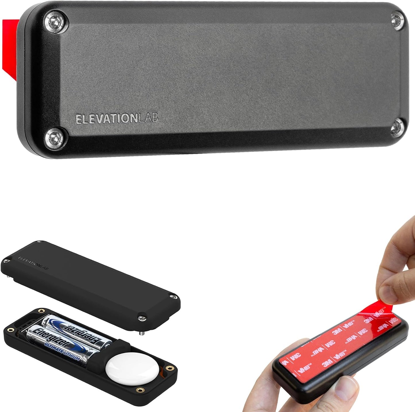 Elevation Lab AirTag 10-Year Extended Battery | Adhesive Mount | Uses AA Batteries - 14x More Capacity Than CR2032 | TimeCapsule | Waterproof, CR 2032 Battery Replacement