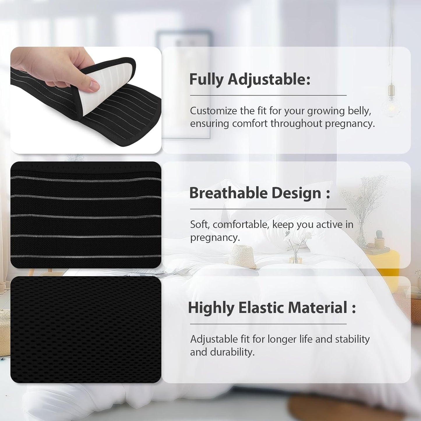 YANENAN Maternity Belly Bands for Pregnant Women, Adjustable and Breathable Pregnancy Belly Bands for Pelvic, Waist & Lower Back Relief, Pregnancy Must Have (Plus Size)