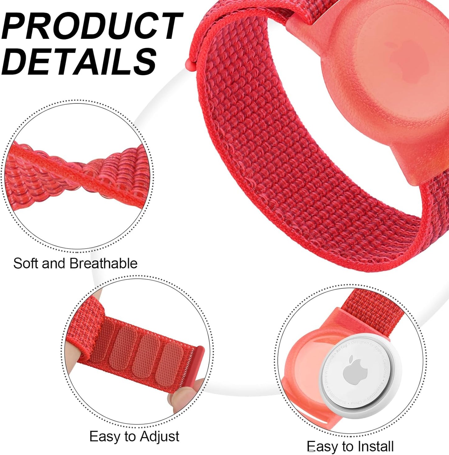 Vancle Kids Wristband for Apple AirTag, Protective Case for Air Tag GPS Tracker Holder with Nylon Bracelet, Adjustable Anti Lost Watch Band for Toddler Baby Children Elders