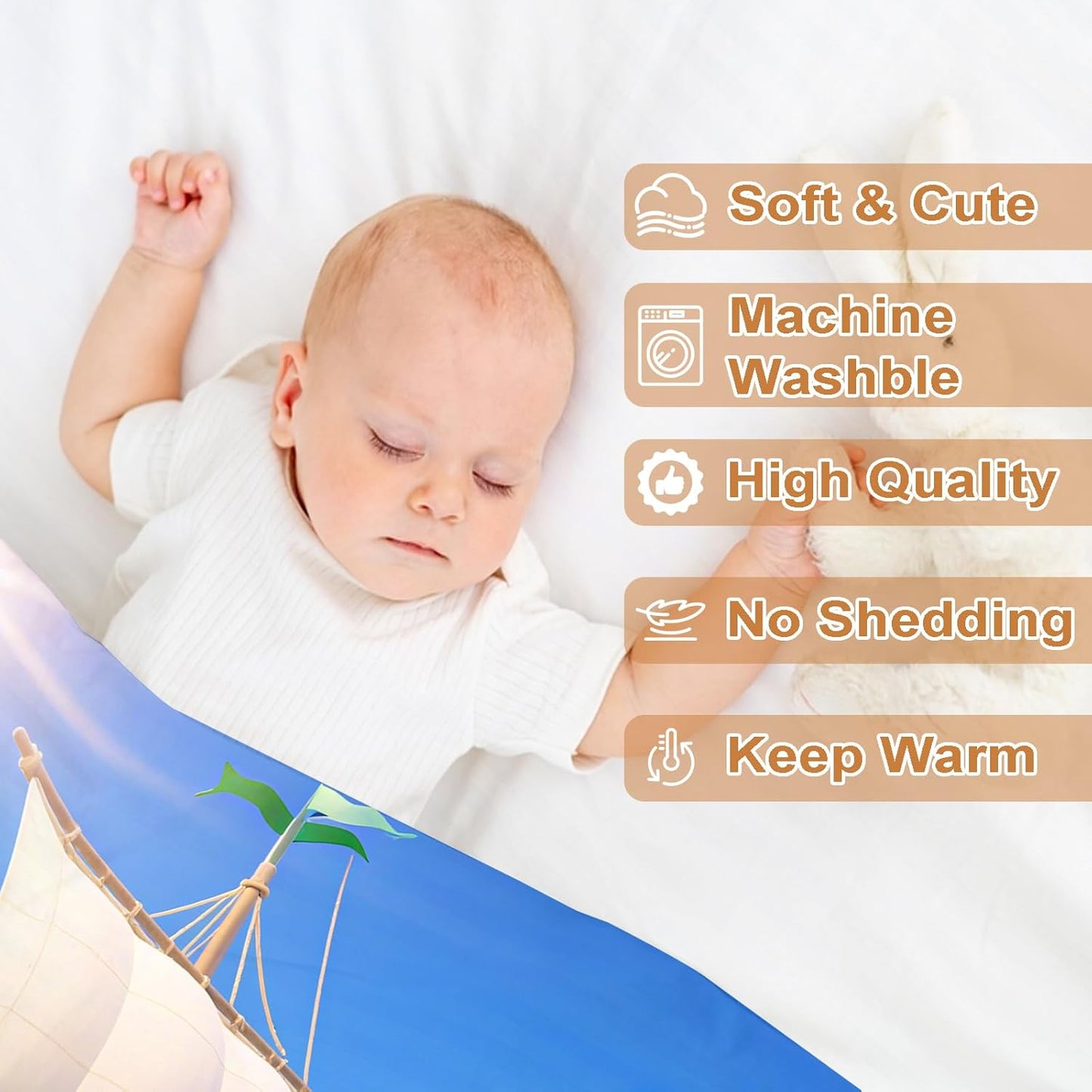 Ship Next Day, Personalized Baby Blanket – Printed in USA, Custom Baby Blanket for Boys & Girls, Baby Blanket with Name, Baby Shower, Easter, Christmas, Birthday Newborn & Toddler Gifts, Baby Gifts