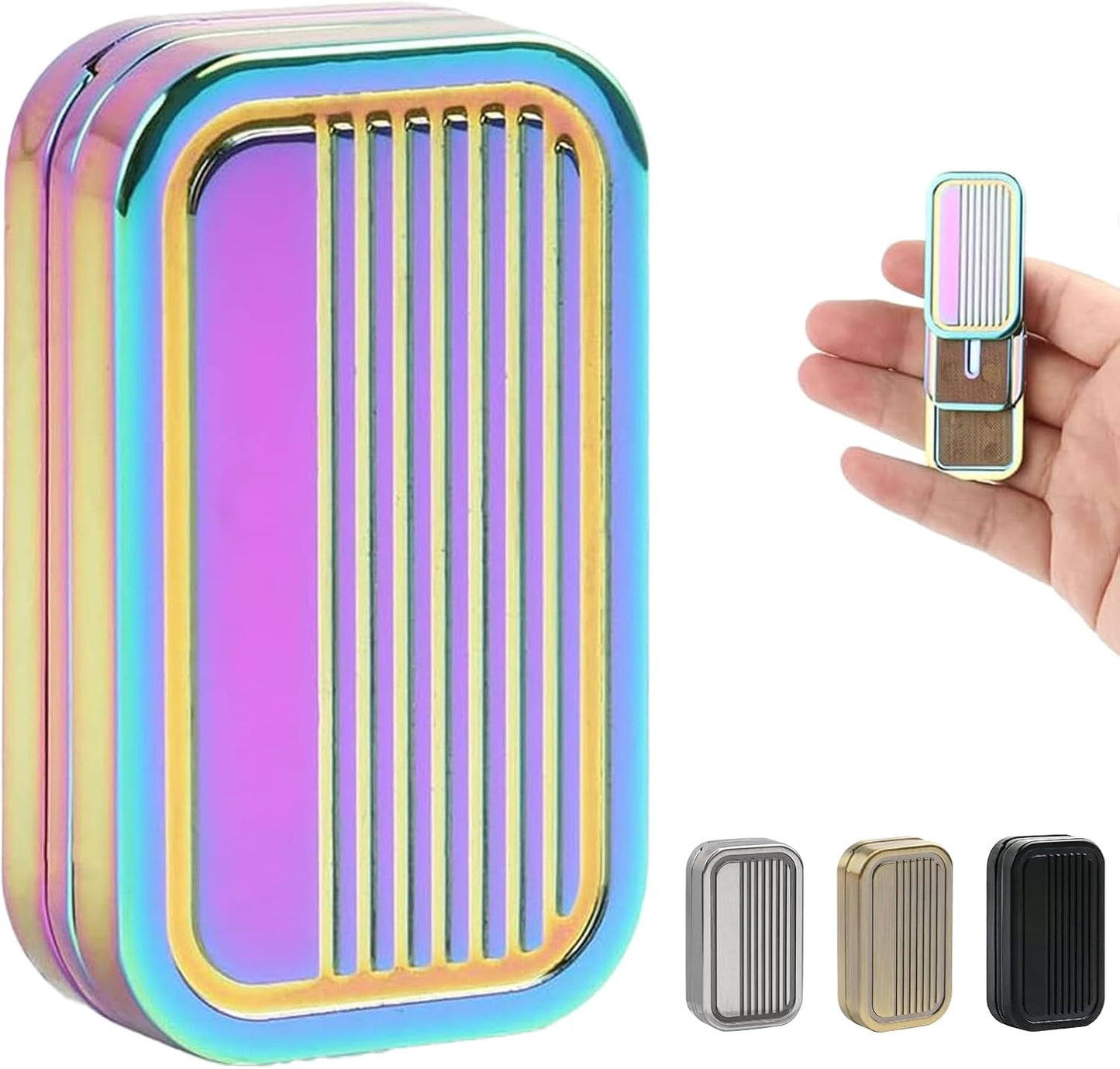 Fidget Slider 3 Layer EDC Gadgets Toy, Metal Magnetic Haptic Fidget Toys for Adults Anxiety/ADHD/Stress Relief, Gift for Boyfriend, Husband and Father (Colorful)