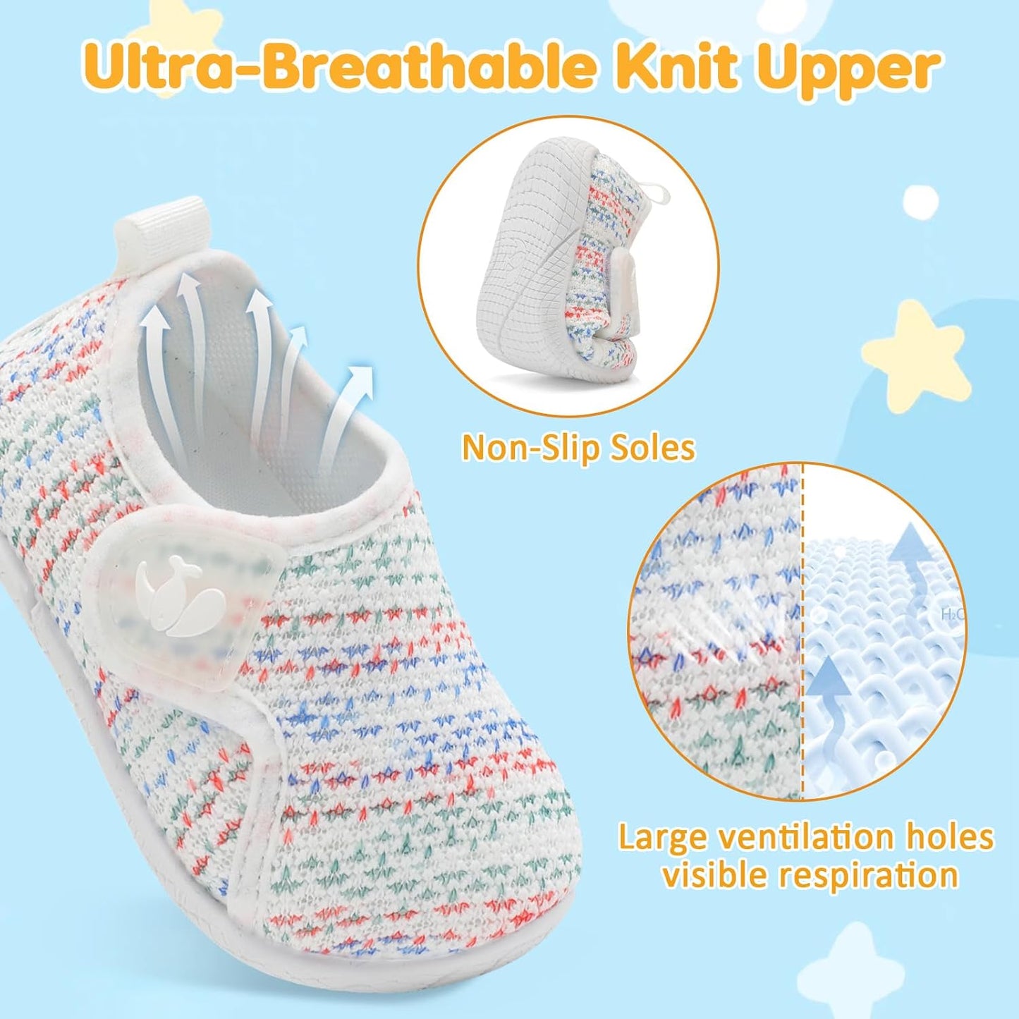 FEETCITY Toddler Walking Shoes Slip On Toddler Shoes Boys Girls Kids Sports Sneakers Casual School Shoes Barefoot Shoes