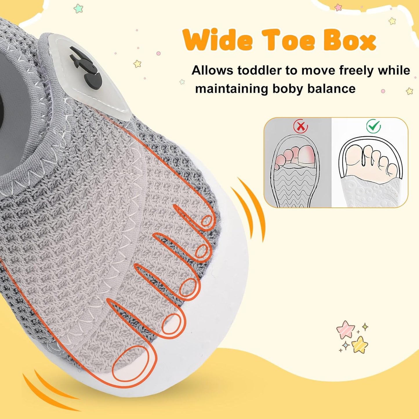 FEETCITY Baby First Walking Shoes Wide Baby Shoes Infant Sneakers Newborn Crib Shoe Barefoot Lightweight Slip On Shoe