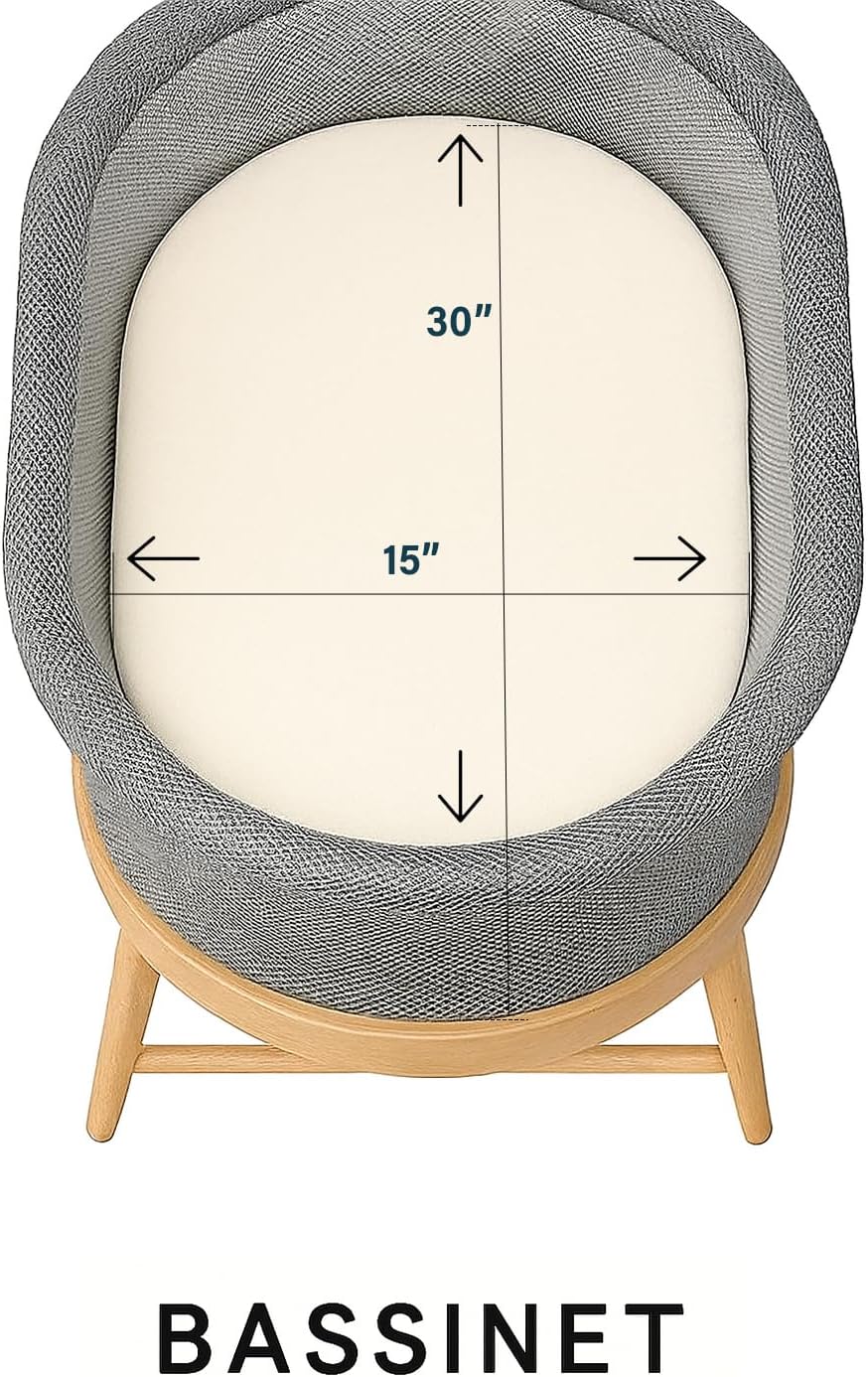 Organic Cotton Crib Mattress Protector - Water Resistant Fitted Sheet Liner Pad, Skin Friendly, Chemical-Free Pure Cotton [GOTS-Certified] for Bassinet (30"x15") - Made in USA