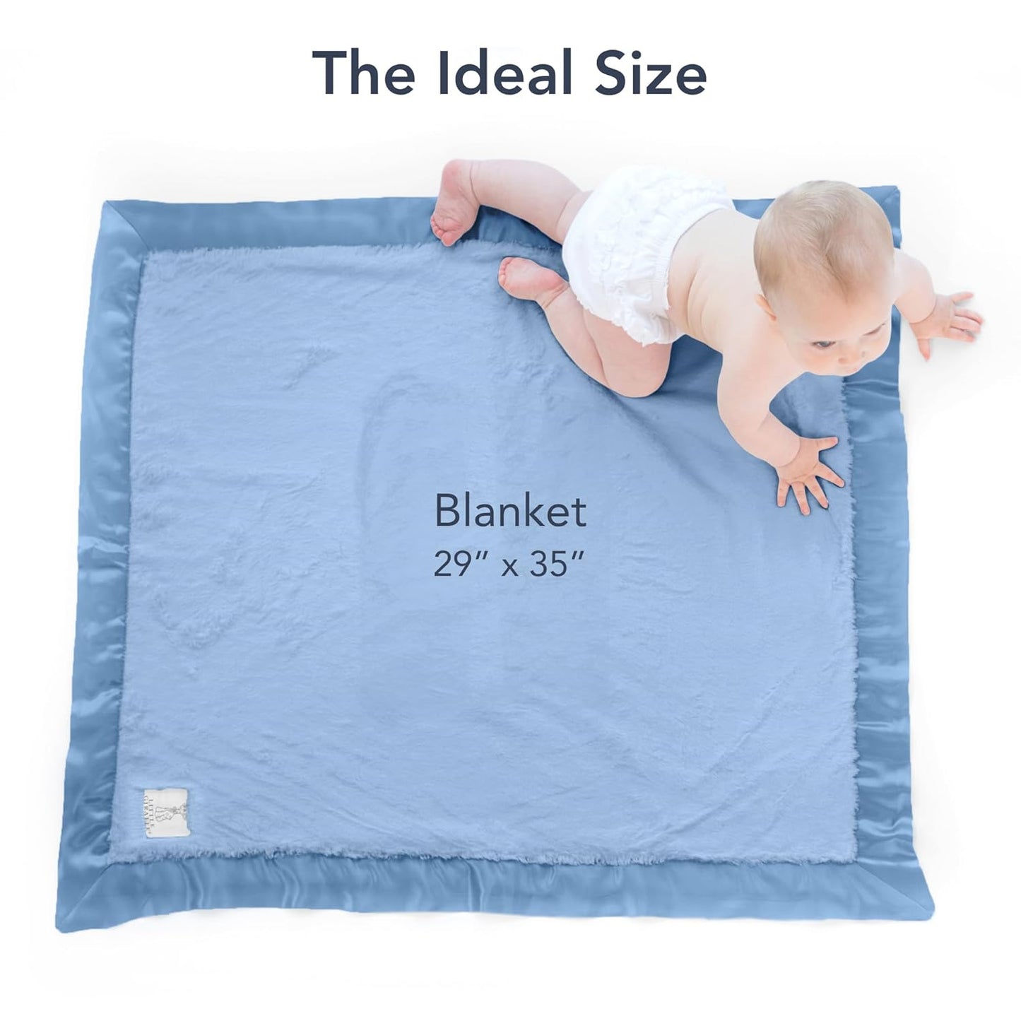 Little Giraffe Baby Blanket - Luxe Soft Blanket with Satin Trim - Baby Stroller Blanket - Newborn Baby Essentials & Baby Gifts - 29x35" - Cornflower