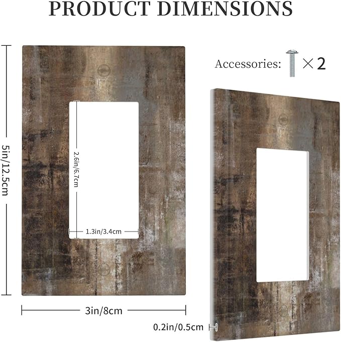 1 Gang Single GFCI/Decorator Rocker Outlet Light Switch Wall Plate Cover Vintage Copper Rustic Rusty Modern Tan Brown Grey Gray Abstract Art Painting Decorative One Device Electrical Faceplate Dimmer