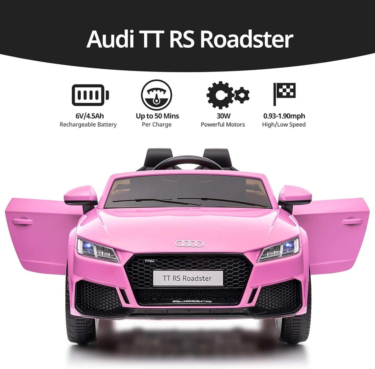 Kids Electric Car, Licensed Audi 6V Kids Ride on Toy Car for Toddlers with Remote - Pink