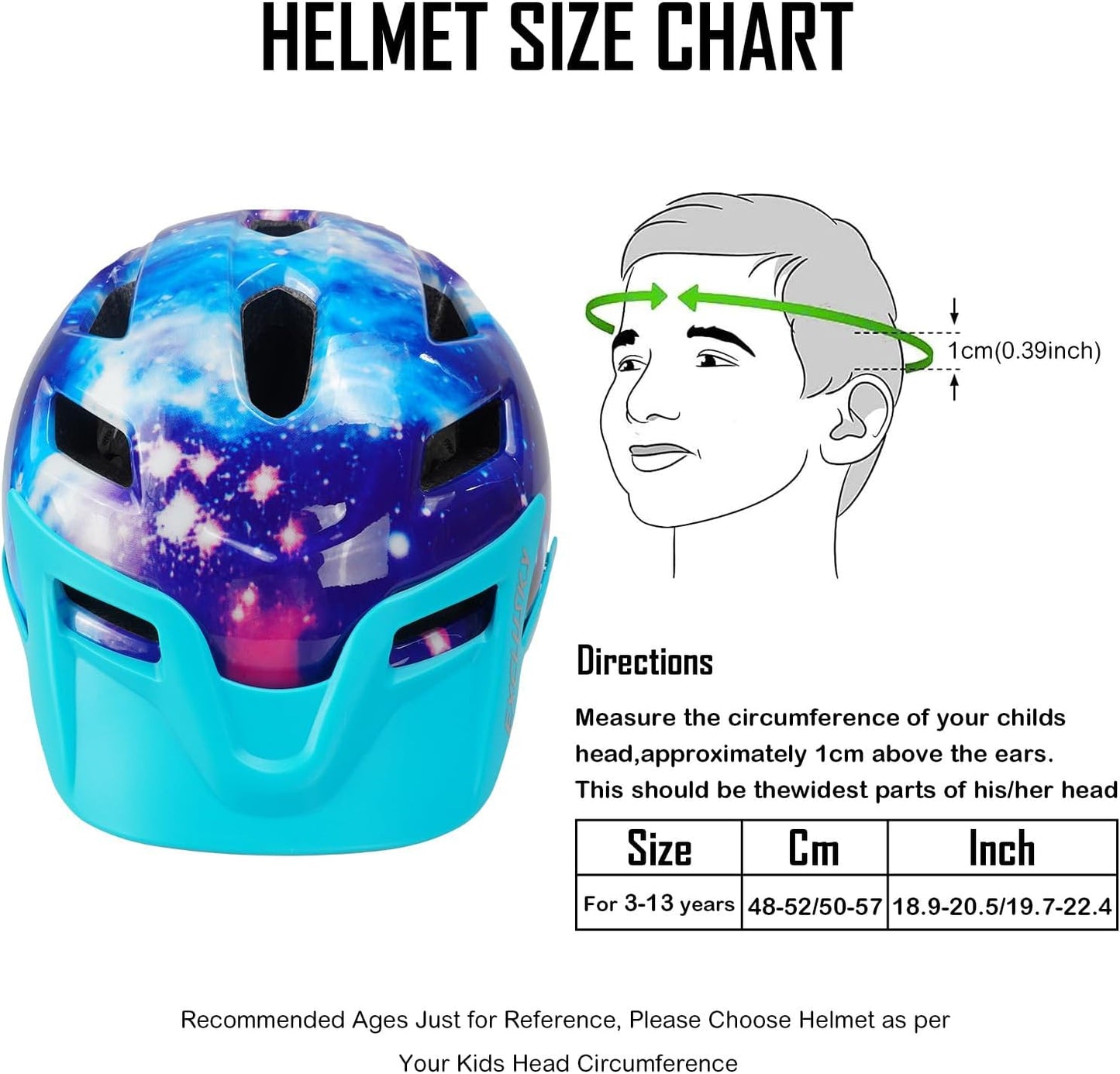 Kids Helmet, Exclusky Kids Bike Helmet Adjustable Safety Lightweight Children Bicycle Helmet for Kids Skating Cycling Scooter Boys and Girls Bicycle Helmets Ages 5-8-14