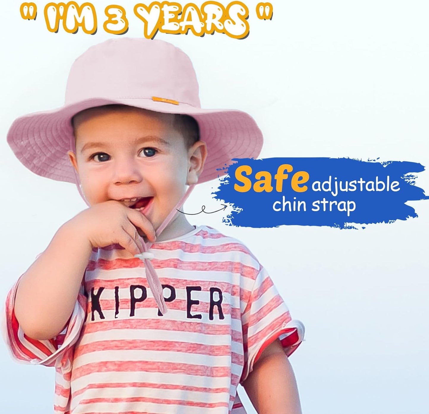 Baby Sun Hat Kids Summer UPF 50+ Toddler Bucket Hat Wide Brim Adjustable Beach Hats for Boys Girls Age 0-6 Years