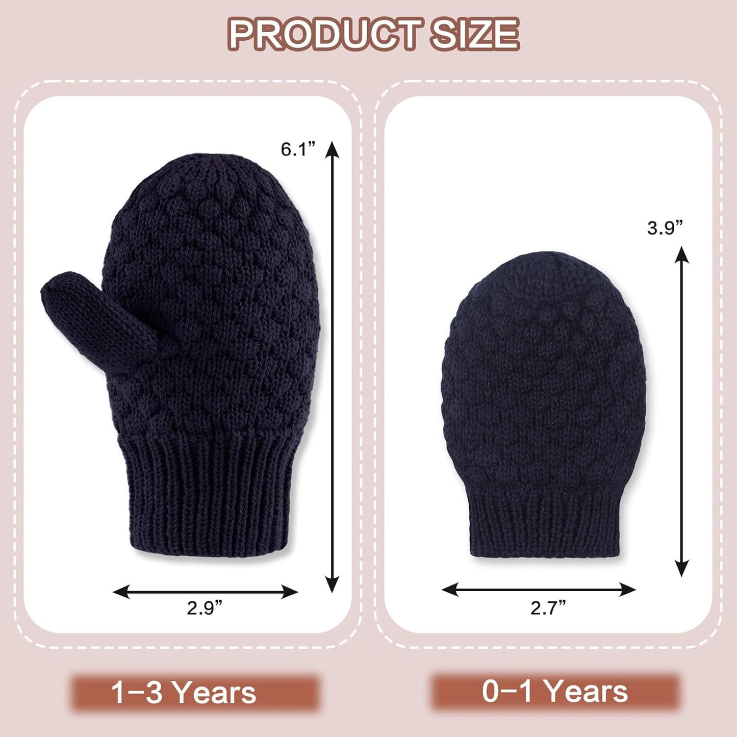 Baby Knit Mittens Toddler Boys Girls Gloves Winter Infant Newborn No Scratch Mitten 0-3 Years