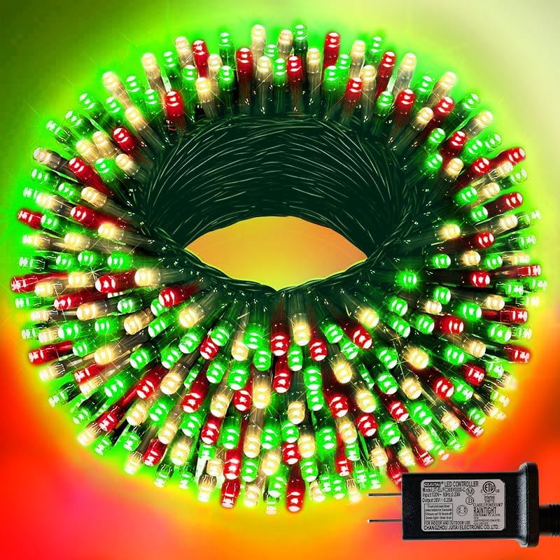 33ft Christmas Decorative Mini Lights, 100 LED Green Wire Fairy Starry String Lights Plug in, 16 Lighting Modes for Indoor Outdoor Xmas Tree Wedding Party Decoration (Red/Green/Warm)