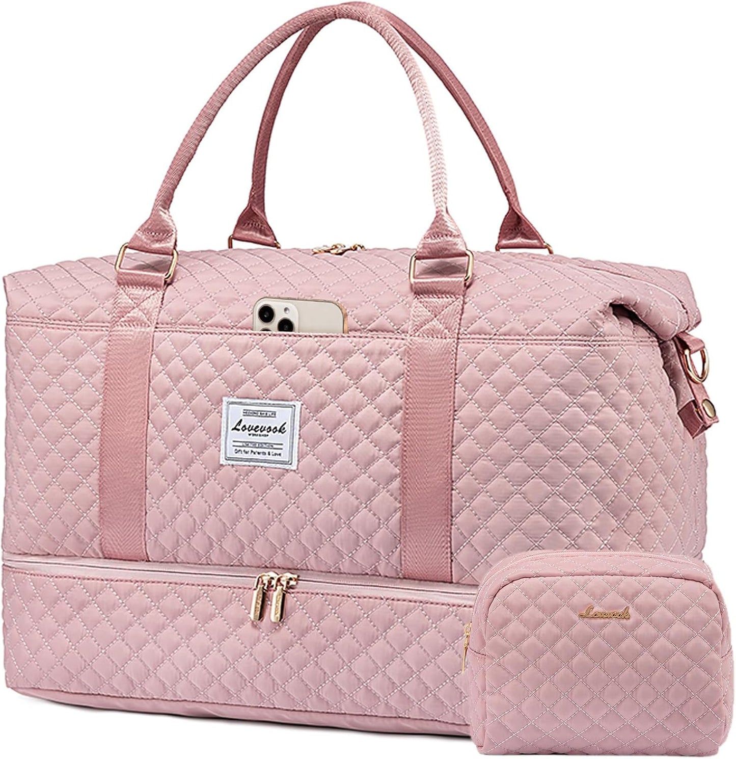 LOVEVOOK Travel Duffle Bag,Weekender Bags for Women with Shoe Compartment，Carry on Overnight Bag with Toiletry Bag,Gym Duffel Bag with Wet Pocket, Hospital Bags for Labor and Delivery