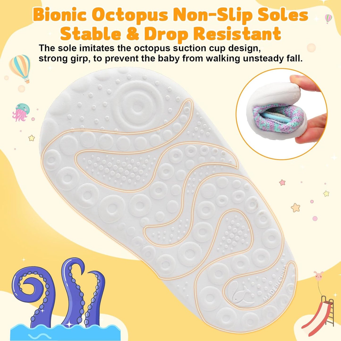 FEETCITY Baby First Walking Shoes Wide Baby Shoes Infant Sneakers Newborn Crib Shoe Barefoot Lightweight Slip On Shoe