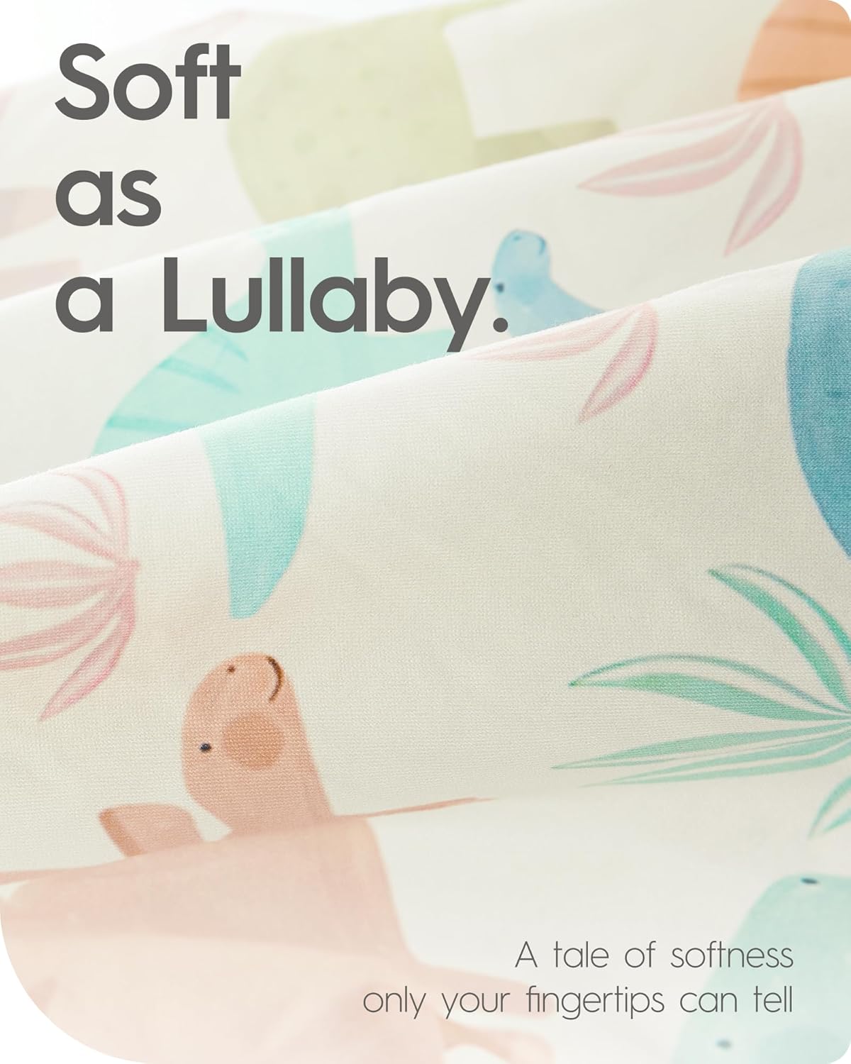 Dinosaur Crib Sheets for Boys, Premium Soft Crib Mattress Fitted Sheet, Ultra Breathable Baby Sheets, Super Stretchy Baby Bed Sheets 28x52x9 Extra Deep Pocket, 2 Pack