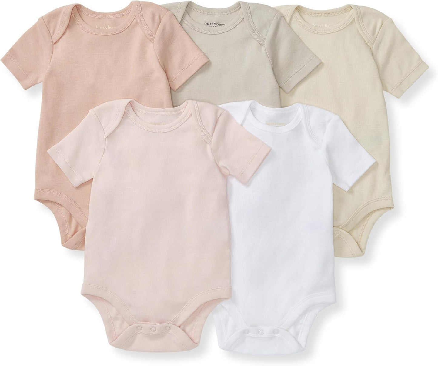 Burt's Bees Baby Unisex Organic Cotton Short and Long Sleeve Bodysuits, 5-Pack