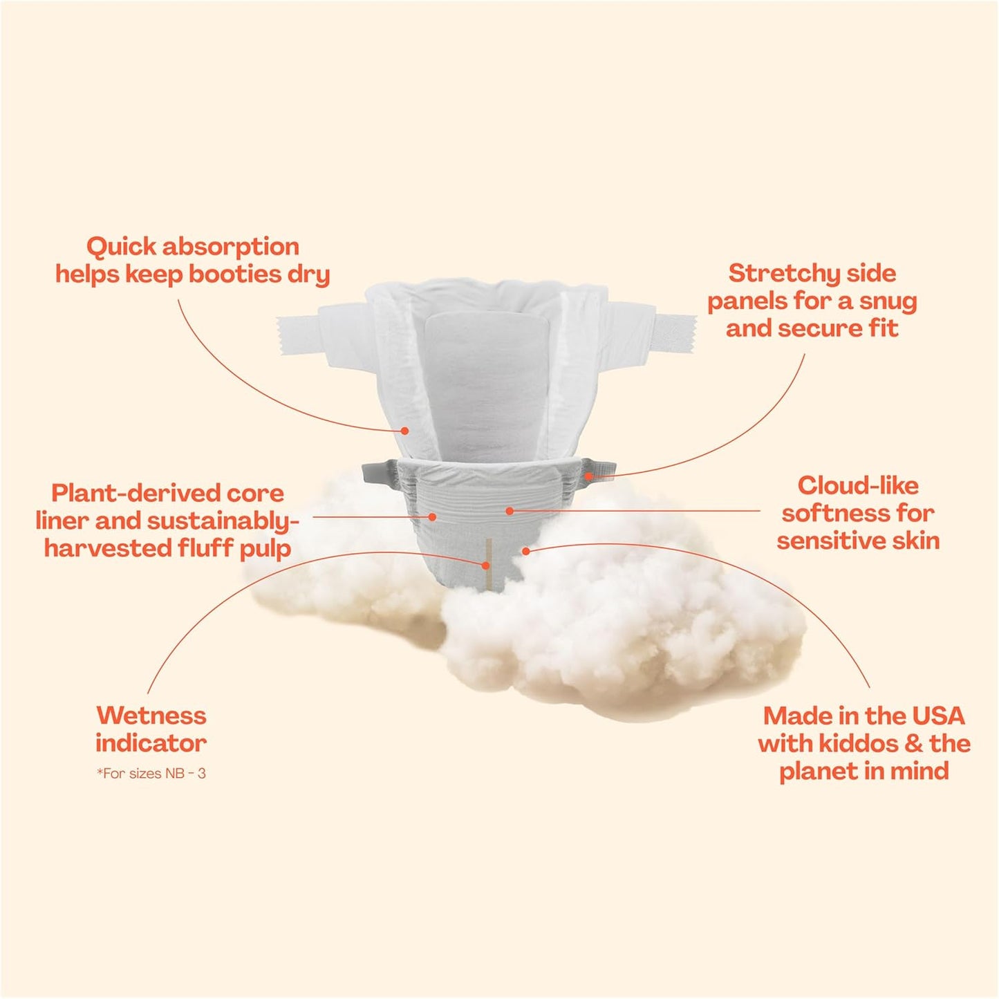 Hello Bello Diapers, Size 6 (35 lbs) Flower Child, 17 Count of Premium Disposable Baby Diapers, Hypoallergenic with Soft, Cloth-Like Feel