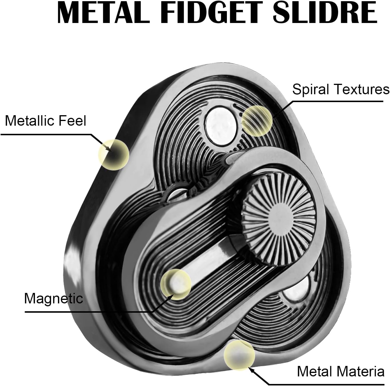 Metal Fidget Slider,Triangle Rotation Metal Fidget Toys, Clover Shape EDC Adult Toys ,Fidget Toys Adults for Stress and Anxiety Relief，ADHD Fidget Toys Adults Suitable for Office (Black Gold)