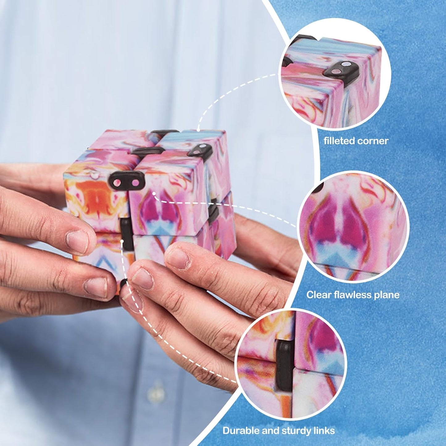 Fidget Infinity Cool Cube Toys: Fidget Toy Hand Held Magic Cubes Cool Stuff Gadgets Things Unique Birthday Gifts Boys Girls Kids Adults Anxiety Stress Relief Sensory Christmas Stocking Stuff Gift Toys