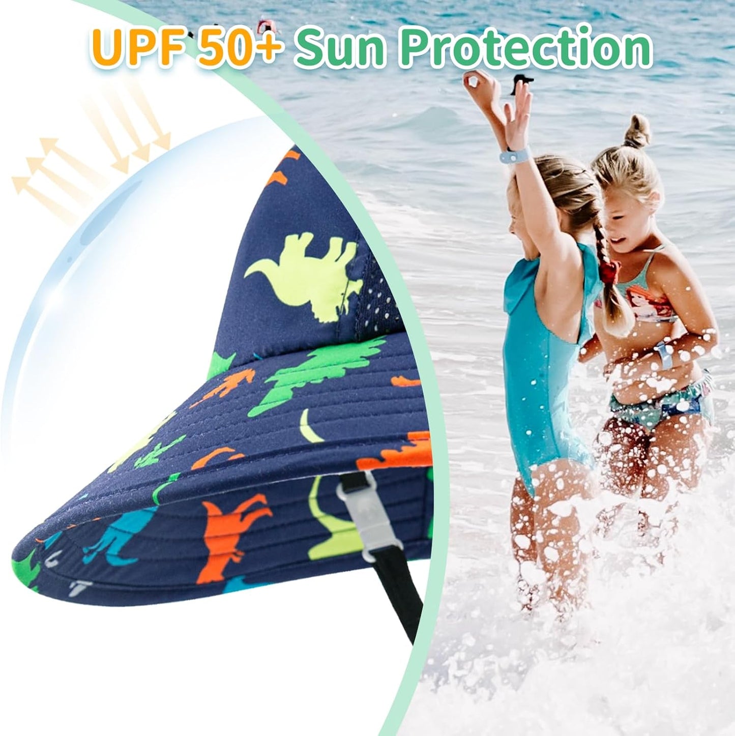 XIAOHAWANG Girls Sun Hat Baby Beach Hats Boys UPF 50+ Kids Summer Protection Cap Toddler Breathable Caps Wide Brim Neck Flap