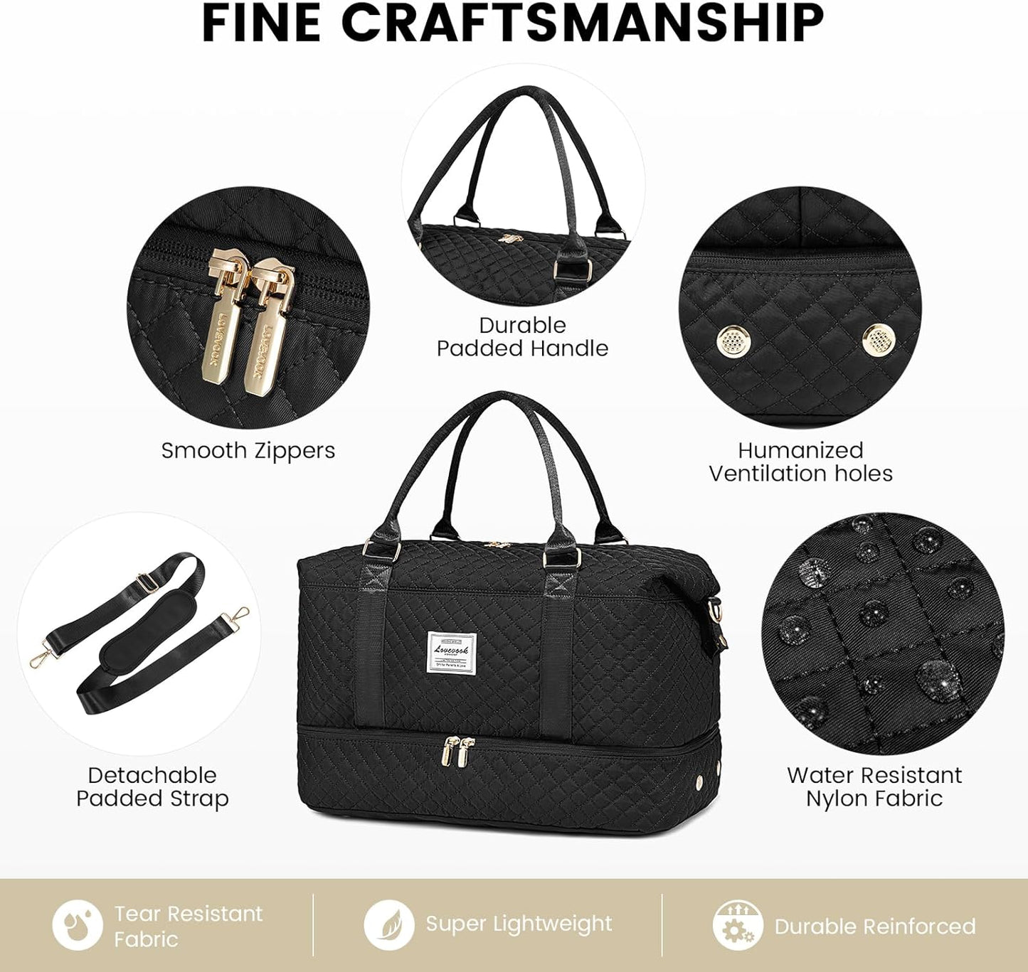 LOVEVOOK Travel Duffle Bag,Weekender Bags for Women with Shoe Compartment，Carry on Overnight Bag with Toiletry Bag,Gym Duffel Bag with Wet Pocket, Hospital Bags for Labor and Delivery