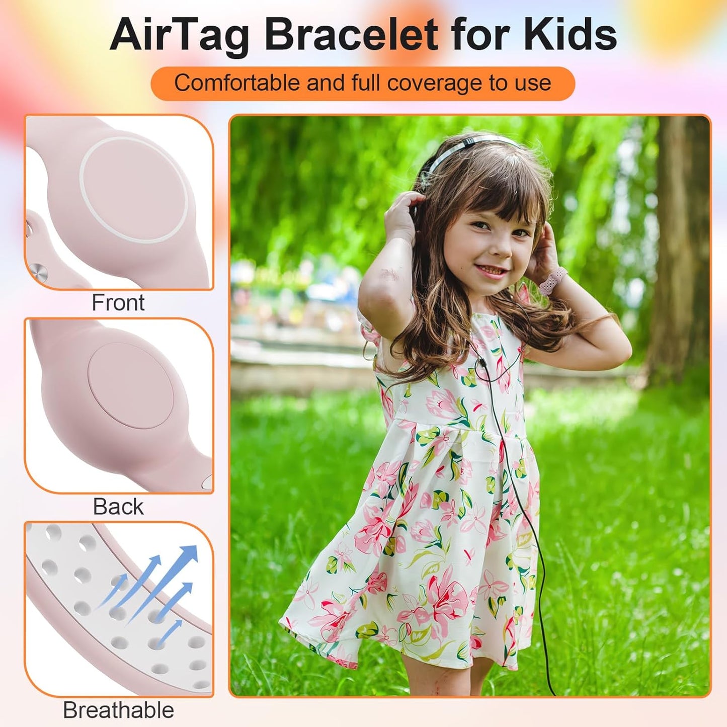 Waterproof Bracelet Compatible with AirTag for Kids (2 Pack), Protective Case GPS Tracker Holder for Child with Full Coverage Hidden Design, Soft Silicone Anti-Lost Wristband Cover for Toddler BWPW