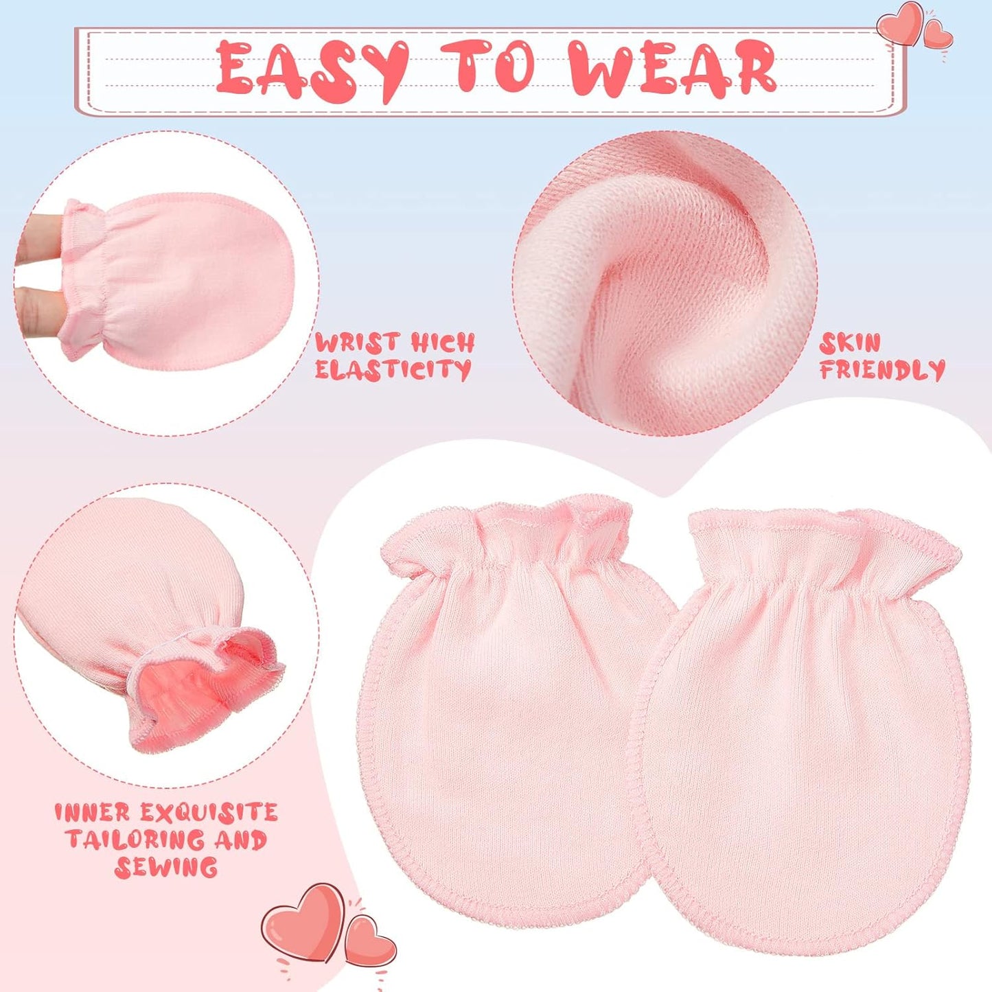 Syhood 6 Pairs Newborn Baby Mittens Cotton No Scratch Infant Gloves Mitten for Baby 0-6 Months Boys Girls