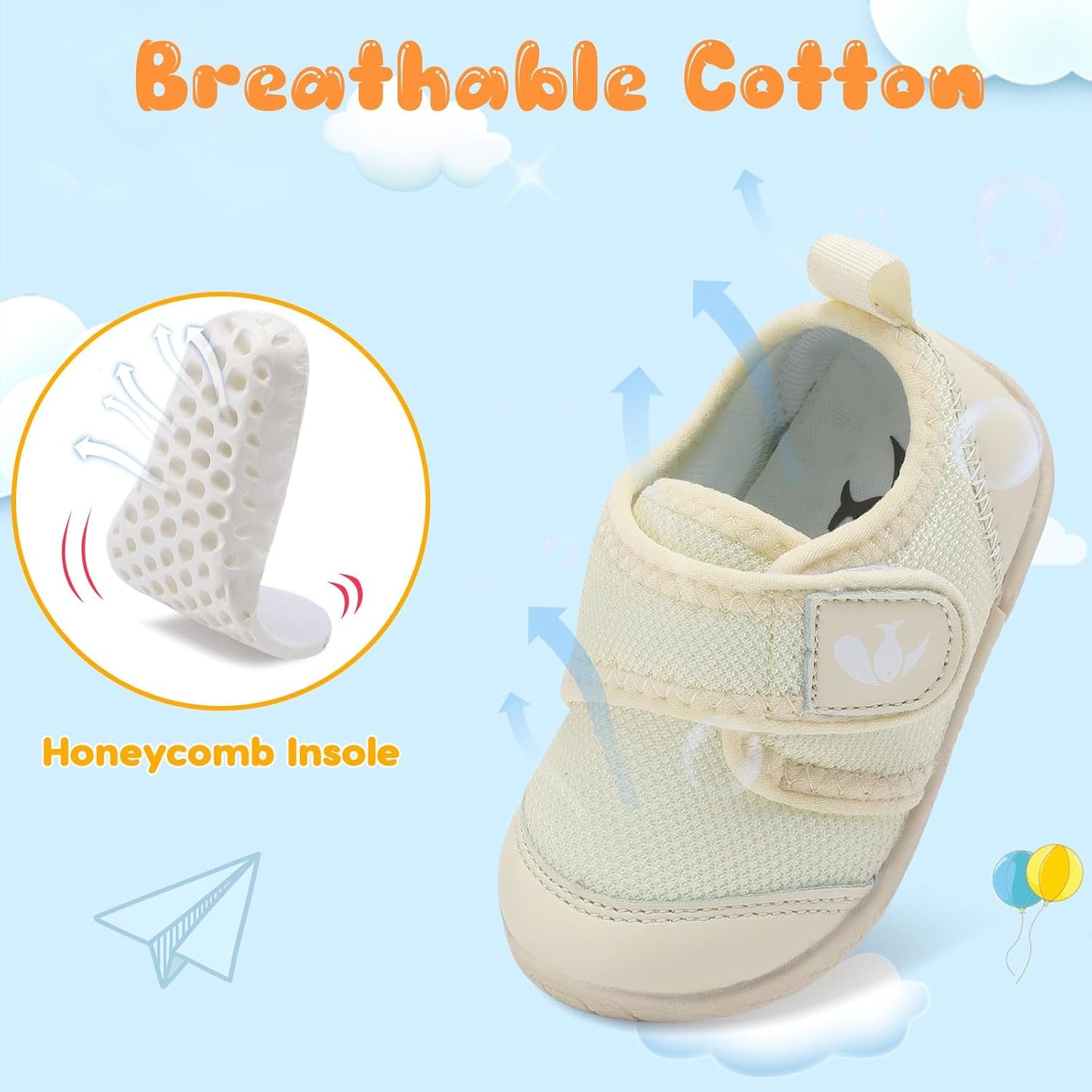 FEETCITY Baby First Walking Shoes Boys Girls Infant Sneakers Crib Shoes Breathable Lightweight Slip On Shoes