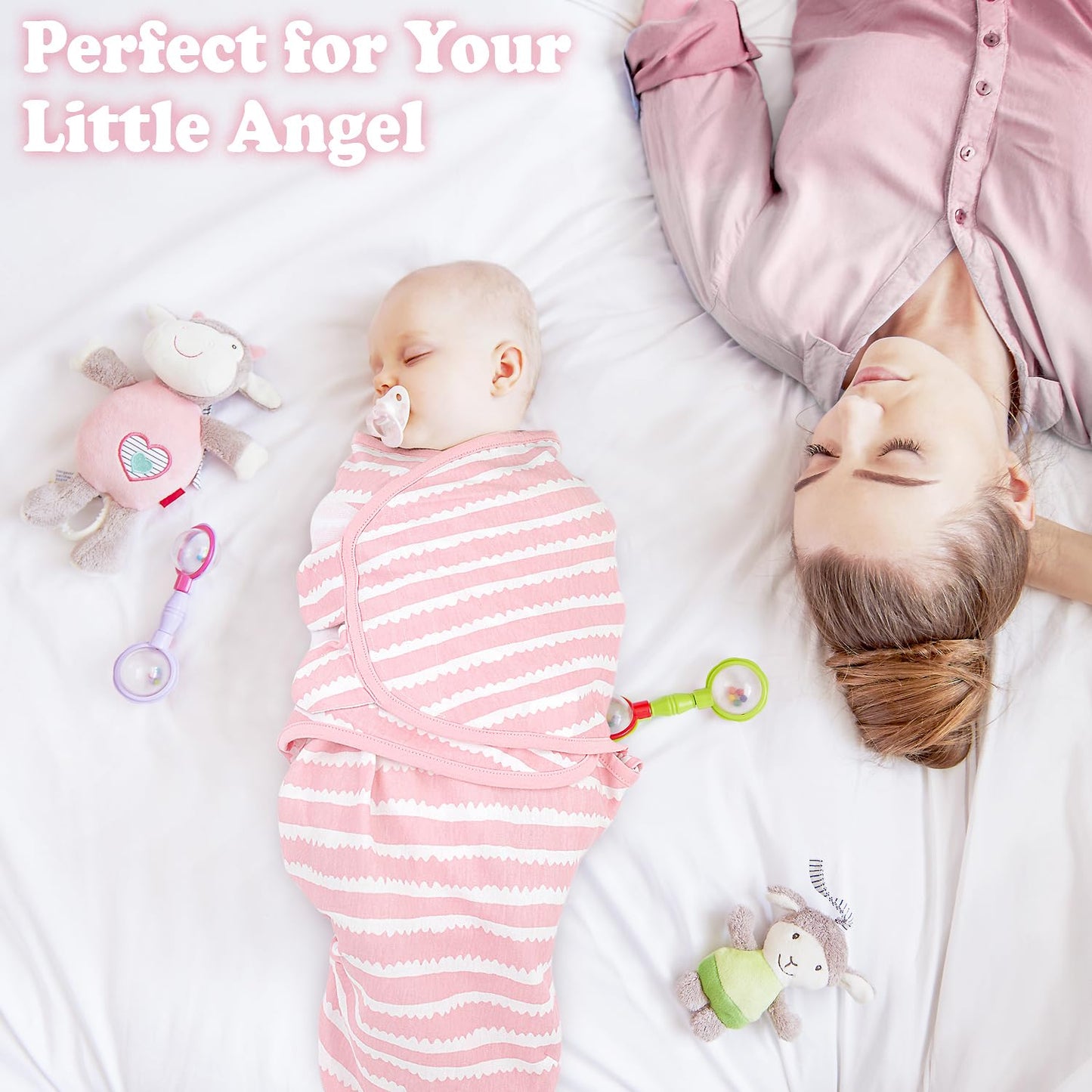 Bublo Baby Organic Swaddles for Newborns – Zipper Swaddles 0-3 Months, 3-Pack – Infant Sleep Sack with Zipper – Adjustable & Breathable Swaddle Blanket Wrap for Newborn Girls, Pink Flowers