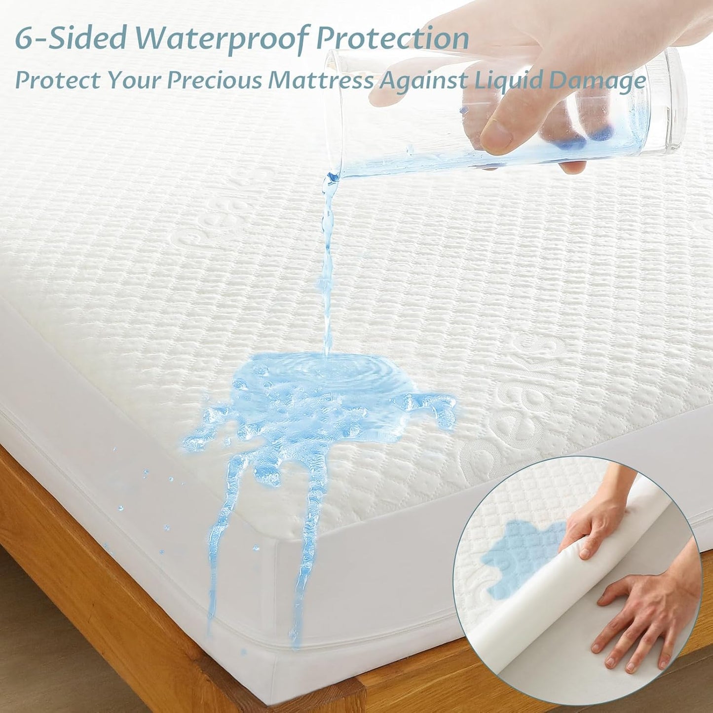 Queen Size Mattress Protector with Zipper - 100% Waterproof Zippered Mattress Cover - Soft & Cooling Noiseless Bed Mattress Covers - Top Removable Mattress Encasement 7-9" Deep