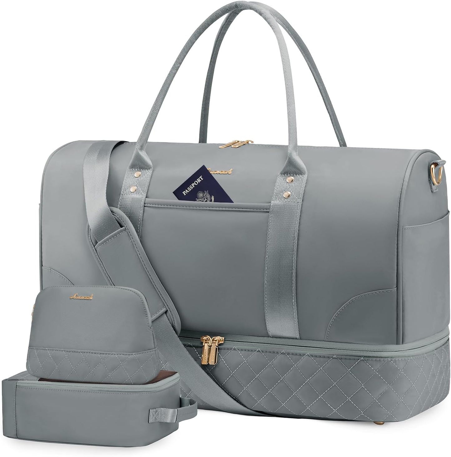 LOVEVOOK Travel Bag,Weekender Bag for Women Travel Duffle Bag with Shoe Compartment,Carry on Overnight Bag with Wet Pocket,Gym Yoga Duffel Bag,Hospital Bags for Labor and Delivery,3 Pcs Set