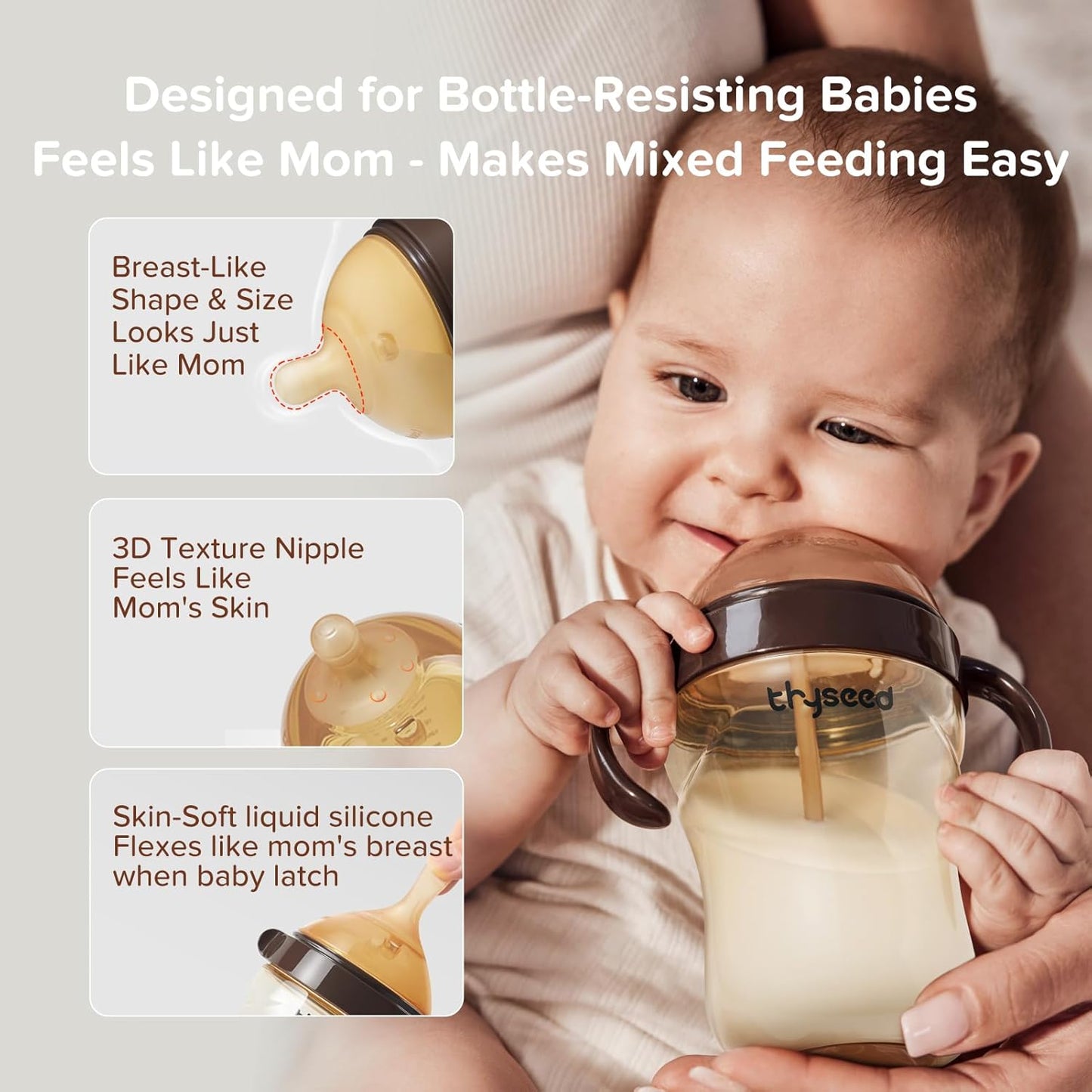 PPSU Natural Breast-Like Bottle with Nipple(3-7 Months),10oz，1pack