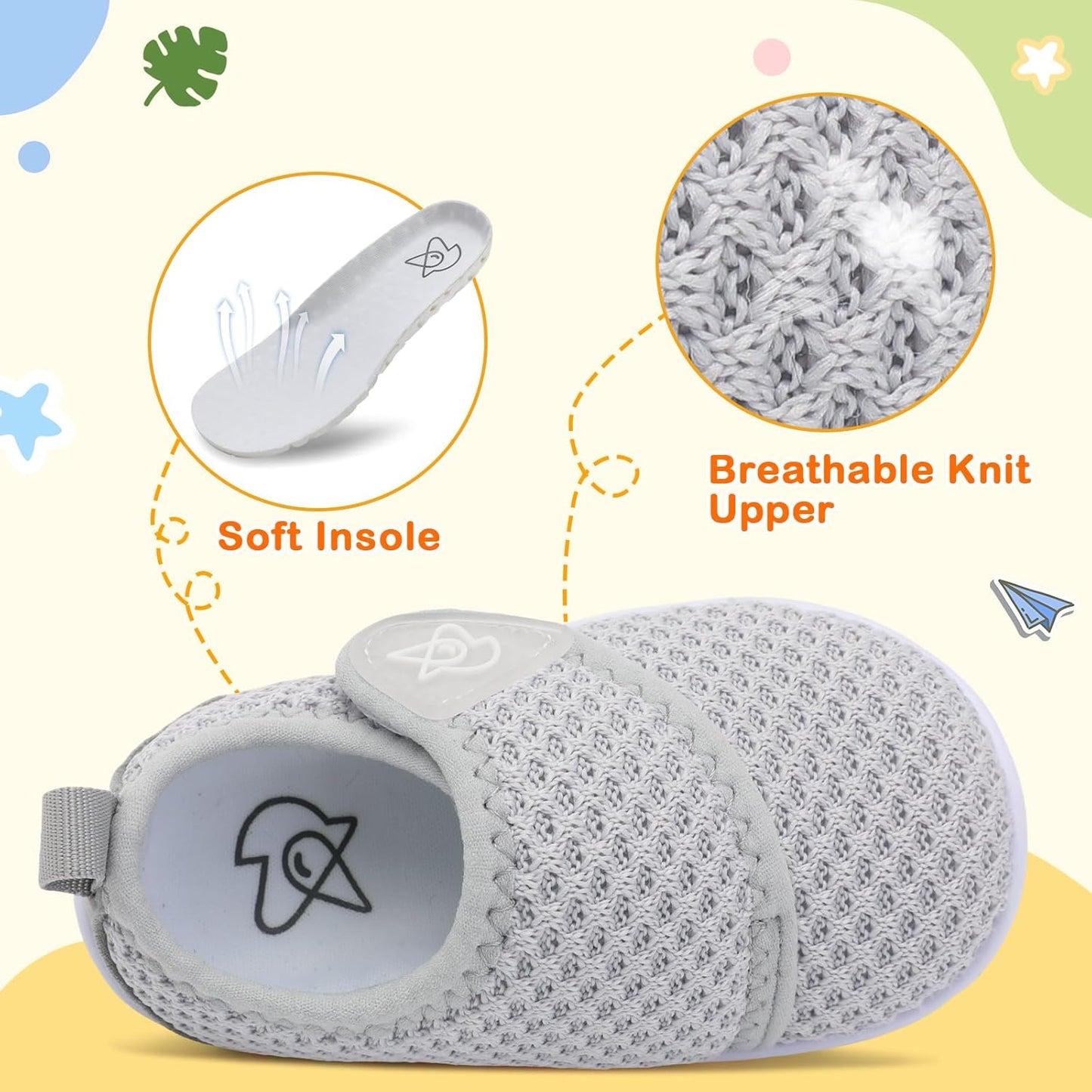 LeIsfIt Baby Shoes Boys Girls First Walking Shoes Non-Slip Infant Sneakers Lightweight Slip-on Crib Sneakers for First Walkers