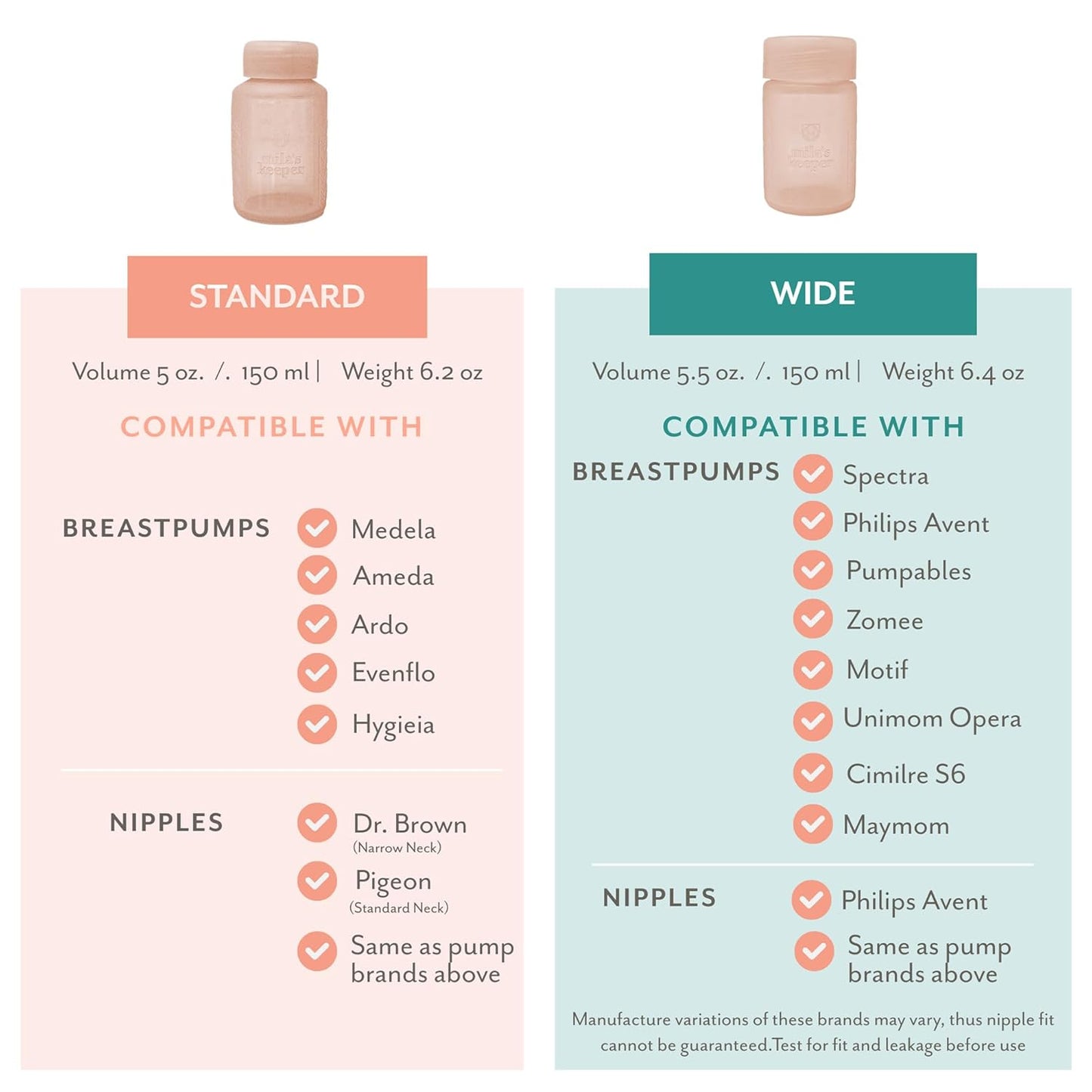 Mila's Keeper Premium Silicone Breast Milk Storage Bottles, for Pumping, Storing and Feeding, Fits Leading Pumps and Nipples, 6 oz Silicone Milk Storage Containers, Wide Neck Pink Sands, Set of 3