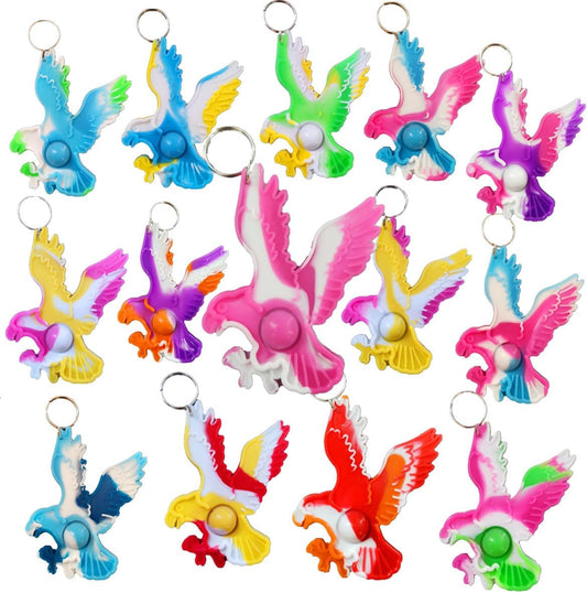 24 Packs Bulk Mini pop Fidget Keychain , Birthday for Boys and Girls Kids Party Favors Supplies and Classroom Student Prize