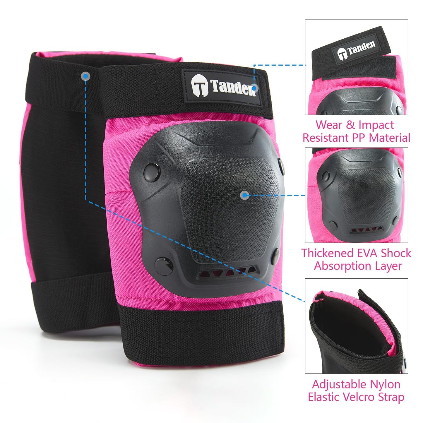 Skating Protective Gear Kids Knee Pads and Elbow Pads Set, Bike Knee Pads for Kids Wrist Guards for Roller Skating Toddler Knee and Elbow Pads Pink, Child (3-9 years)
