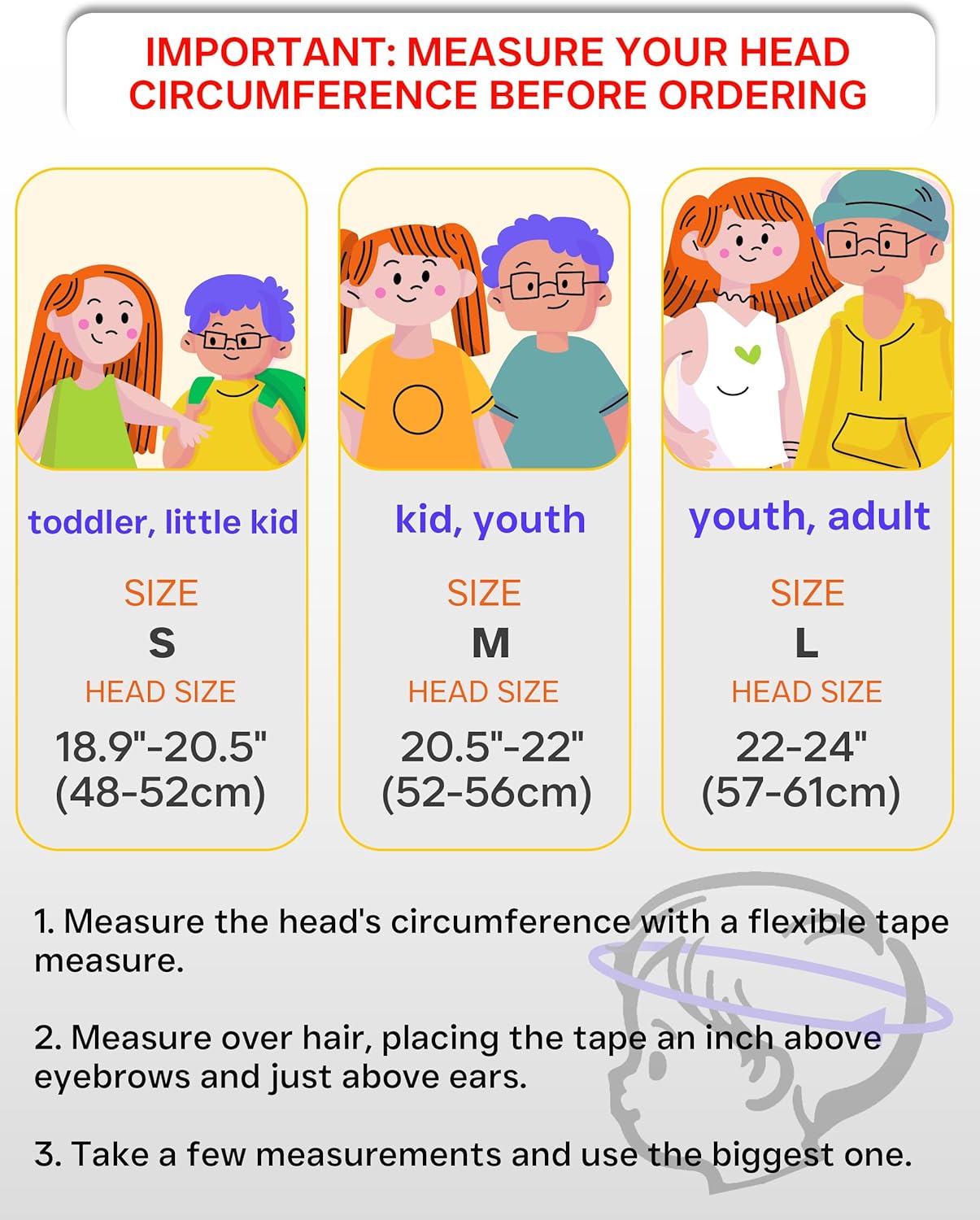 Kids Bike Helmet, Adjustable and Multi-Sport, from Toddler to Youth, 3 Sizes