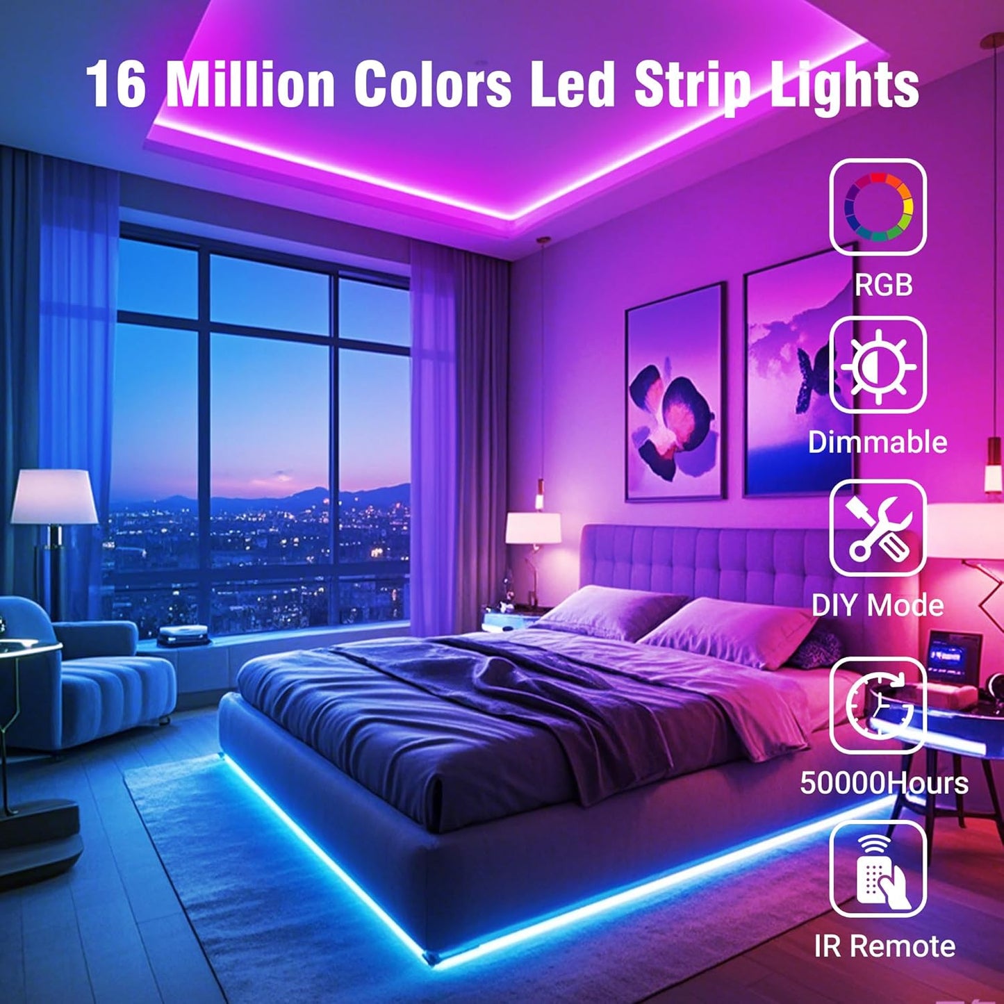 VOLIVO Led Strip Lights 200ft,App Controlled Bluetooth Led Light Strip Sync with Music, Color Changing Lighting for Bedroom, Home Decoration