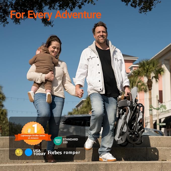 MAMAZING Lightweight Baby Travel Stroller with Carbon Fiber Frame, Compact & Airplane-Friendly, One-Handed Folding Design, 11.6 lbs, Perfect for Toddlers, Organizer & Cushion Included, Grey