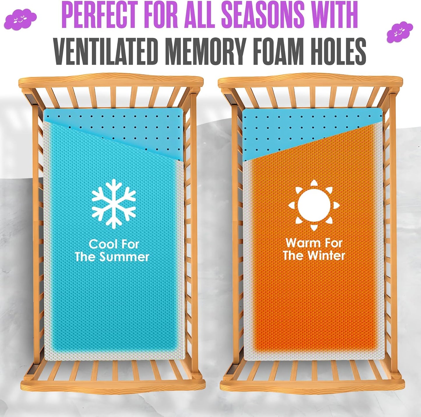 Sleepah 5.5” Crib & Toddler Bed Mattress Dual Sided Cooling Memory Foam – Waterproof Washable Breathable Soft Cotton Fabric – CertiPUR Firm Baby Mattresses - for Baby & Toddlers (Pink)