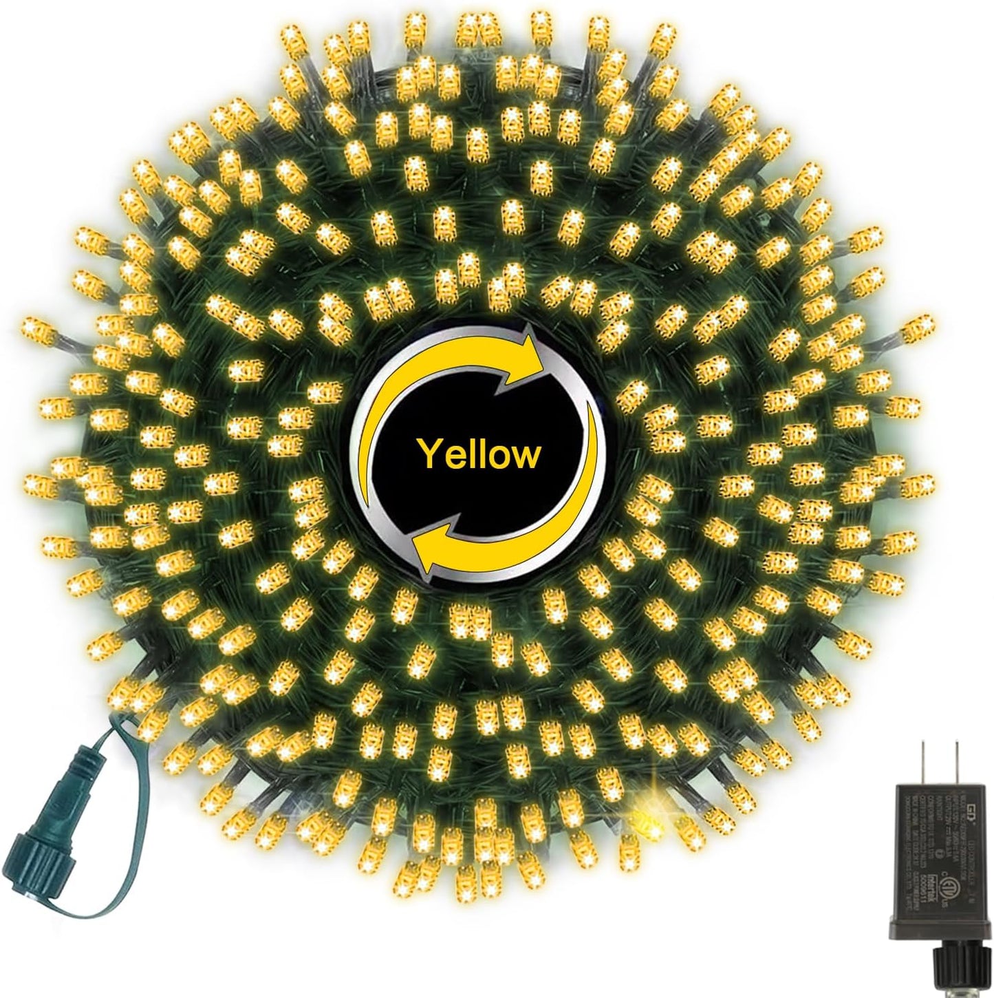 66ft Golden Christmas Decorative Mini Lights,200 LED Green Wire Fairy Starry String Lights Plug in, 11 Lighting Modes for Indoor Outdoor Xmas Tree Wedding Party (Yellow)