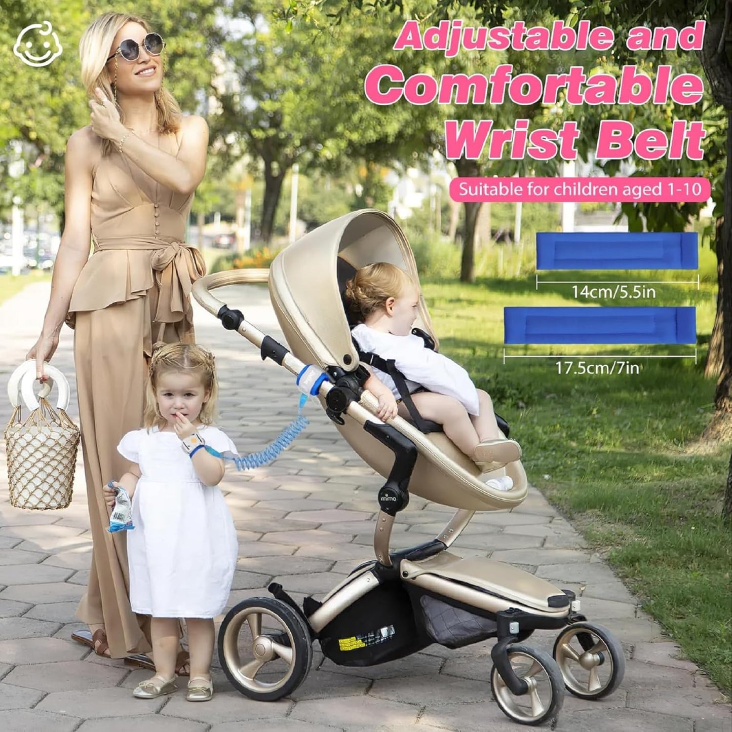 Zooawa Toddler Leash, Toddler Kids Harness Anti Lost Wrist Link with Magnetic Lock, Reflective Safety Baby Child Walking Wristband Leash for 2,3,4 Years Old Boys Girls, Blue