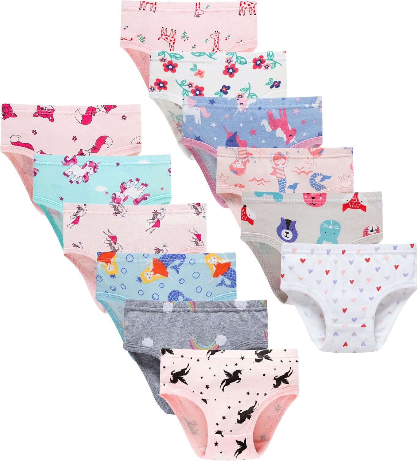 Boboking Girls Soft Underwear Toddler Kids Briefs Cotton Panties 12-pack
